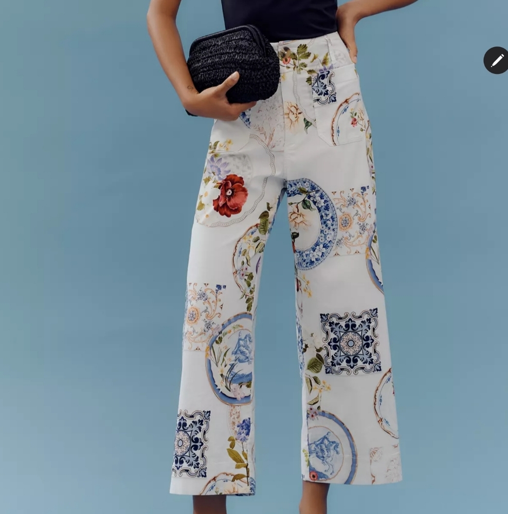 NWT Anthropologie Colette Cropped Wide Leg Sz 28